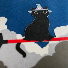 Load image into Gallery viewer, Cat Witch Card (Updated Clouds)